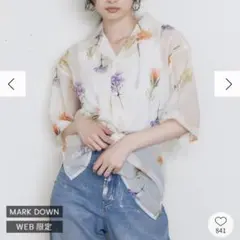 【美品】MURUA　ムルーア　フラワーシアーオープンカラーシャツ　花柄