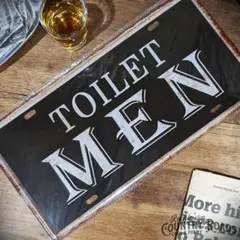 〖ブリキ看板〗TOILET MEN / 男性用トイレ【ライセンスプレート型】