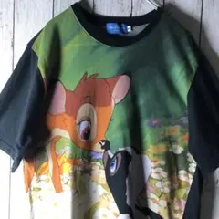 バンビ ディズニー Tシャツ M ビッグプリント 黒 両面プリント