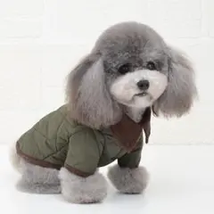 【S/ベスト】Sサイズ カーキ キルティングダウンベスト わんちゃん 服 犬 服
