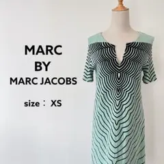 マークバイマークジェイコブス キーネックワンピース ミントグリーン系 総柄 XS