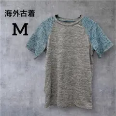 美品✨海外古着【M】グレー/青 ラグラン半袖Tシャツ 男女兼用