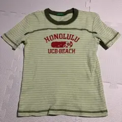 BENETTON 緑と白のストライプ Tシャツ