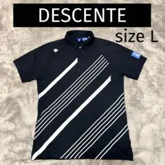 DESCENTE デサント ゴルフ ポロシャツ サイズL ブラック ストライプ柄