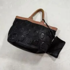 イオペレ ボストンバッグ ブラック ドクロ レザー IO PELLE 2way イオペレ ボストンバッグ ブラック ドクロ レザー IO PELLE 2way