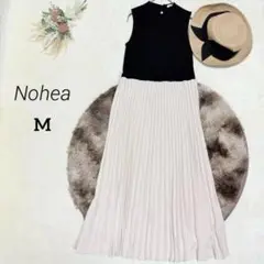 ノヘア Nohea 【M】 ノースリーブワンピース プリーツ 異素材ドッキング