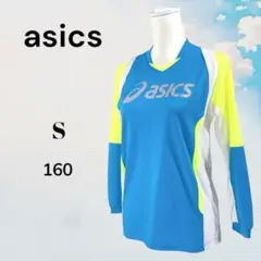 asicsアシックス　デカロゴ長袖 スポーツシャツ【S〜M】ライトブルー系