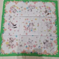 新品未使用　Franche Lippee 　犬と花の大判スカーフ　グリーン
