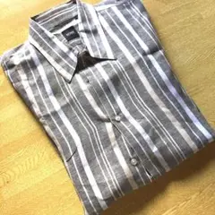 HUGO BOSS 半袖ストライプシャツ　サイズL 袖にちっちなシミ　格安品