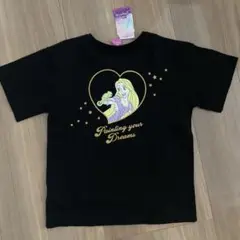 新品未使用タグ付き140サイズ 半袖Tシャツ　ディズニー　ラプンツェル　黒　④