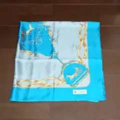 シルクスカーフ 青・シルバー