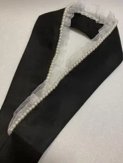 新品 フリルレースパール 重ね衿 重ね衿 成人式 卒業式 振袖 黒白