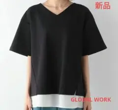 新品 GLOBAL WORK カットソー 半袖 M 黒