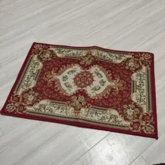 未使用品　玄関マット　赤　花　レトロ柄　ヴィンテージ柄　人気