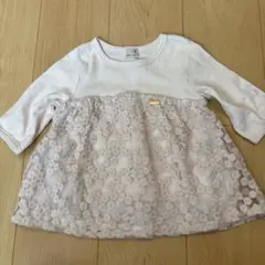 petit main 七分袖 ワンピース 薄ピンク 90