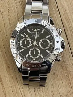 TECHNOS ステンレススチール クロノグラフ腕時計