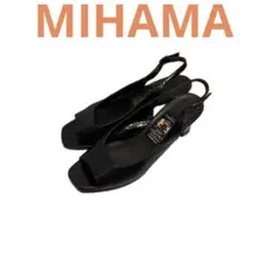 横浜元町 MIHAMA ミハマ レザーサンダル 23.5cm 太ヒール らくらく