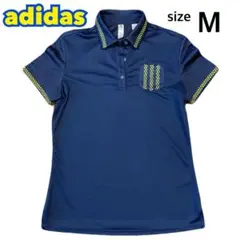 adidas ネイビー × イエロー ポロシャツ M