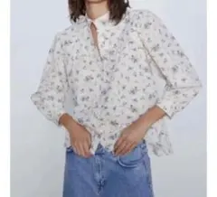 ZARA 小花柄 ブラウス シャツ ワッフル M 完売 高橋愛着用
