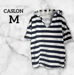 CASLON 【M】 フード付きストライプトップス 半袖 カットソー