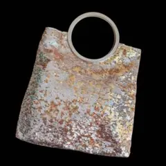 週末SALE★INED スパンコール バッグ シルバー ハンドバッグ