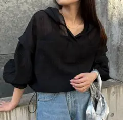 チャオパニックティピー　2WAYシアーアノラック　黒　長袖ブラウス