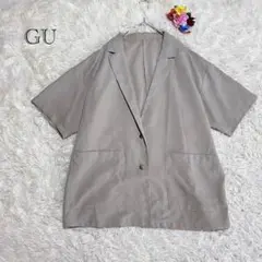 GU 半袖テーラードジャケット サマージャケット ベージュ系 ゆったりシルエット