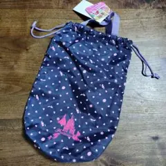 ☆　ハート柄シューズバッグ ネイビー・ピンク ☆