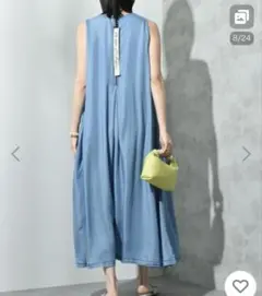 バイオシルクタックZIPワンピース　サックス