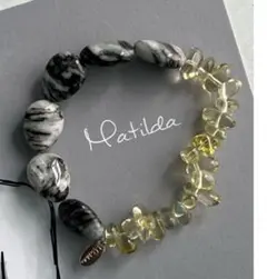 bicolor bracelet（レモンクォーツ×ゼブラジャスパー）
