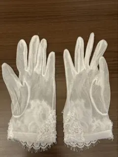ホワイト レース ウェディンググローブ　結婚式