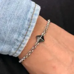スタッズブレスレット アクセサリー メンズ シルバー ロールチェーン