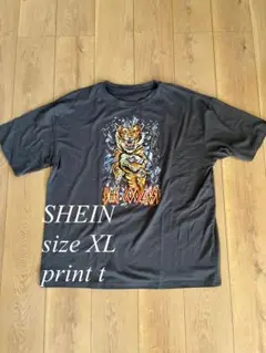SHEIN XLサイズ ダークグレー Tシャツ もちもち生地 ヘビーウェイト