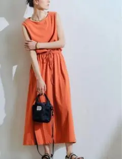 green label relaxing バックシャン ロングワンピース リネン