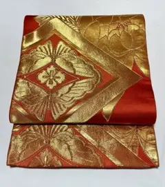 和服帯 振袖用 正絹 金糸.和柄模様 袋帯 六通 早い者勝ち