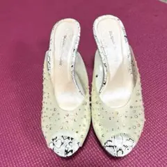 シュガーシュガー/ビジュー付きオープントゥミュール