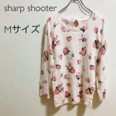 【sharp shooter】長袖　バックリボン　バラ柄　薄ピンク　Mサイズ