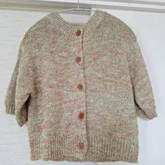 6　roku マルチカラー　ラメ入り ニット カーディガン