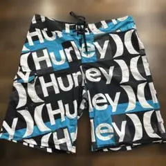 Hurley 水着 ロゴプリント 青黒白　34インチ