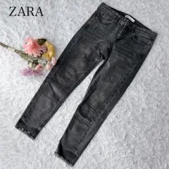 【M】ZARA ザラ　デニムパンツ　ブラック　黒　カットオフ　ヴィンテージ
