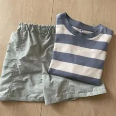 ストライプTシャツとショートパンツセット