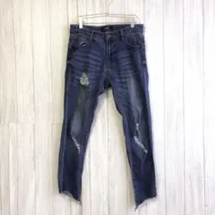 バックス　ダメージジーンズ　【2】　【S相当】　デニム　タイト　ポケット