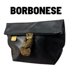 【BORBONESE】クラッチバッグ レザー×スカーフ ブラック ボルボネーゼ