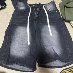 ダークデニム ショートパンツ ドローストリング