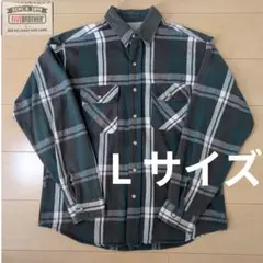 【匿名配送】90's　USA製　ファイブブラザー　ネルシャツ　Lサイズ　緑×白