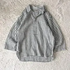 マーガレットハウエル 極美品 リネンプルシャツ S 白紺チェック
