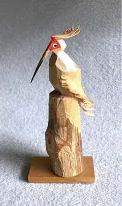 佐渡★一刀彫・トキ(朱鷺)/作家もの
