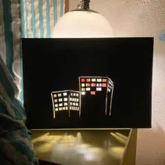 光絵　夜の風景（マンション）　制作途中