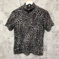 【EVEX by KRIZIA】レーヨンベア天竺 ヒョウ柄 ハイネックTシャツM