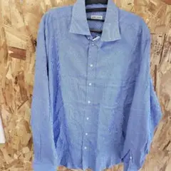 Giorgio Armani 青 ストライプ 長袖シャツ